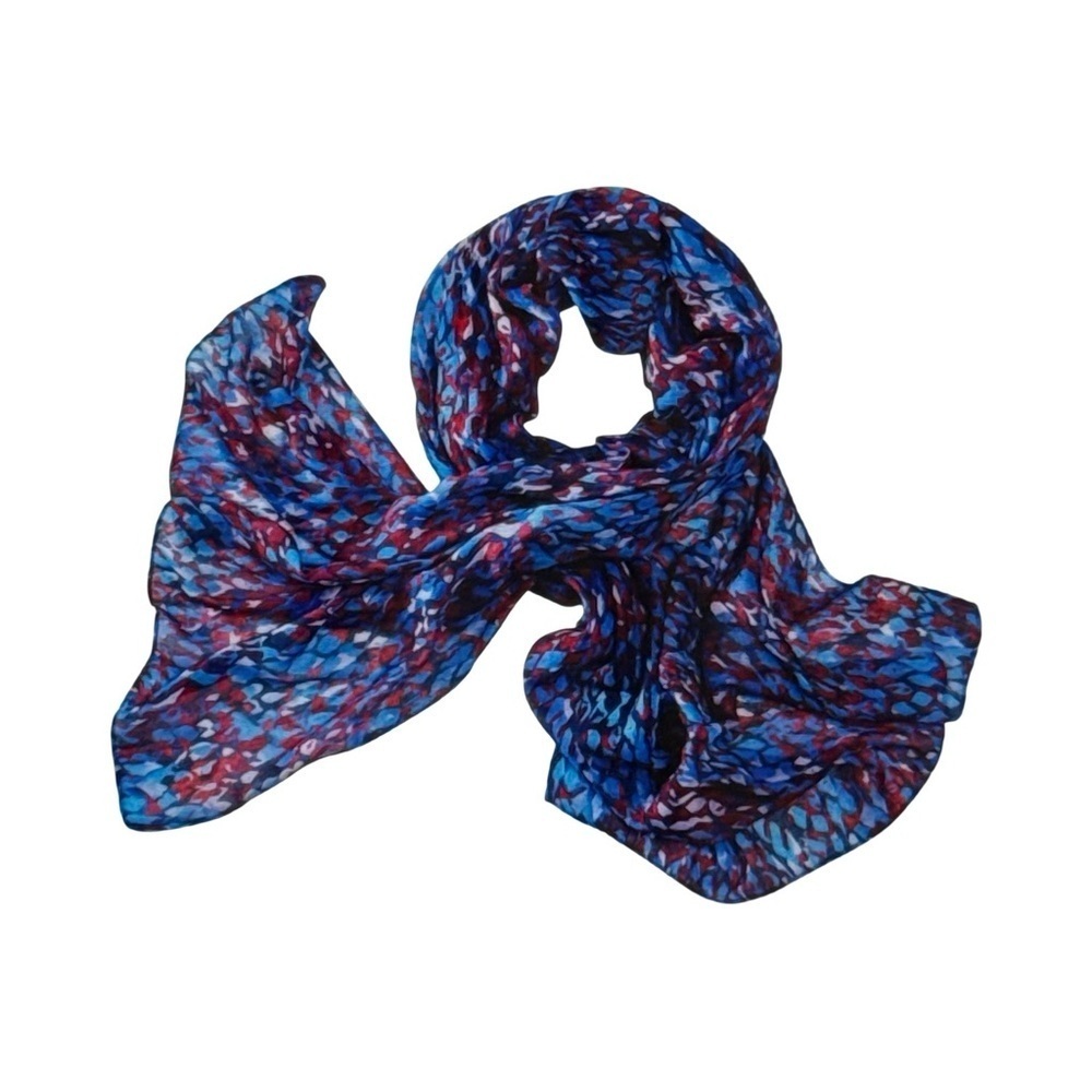 Rabe Raven Print Scarf. Marine/Fuschia